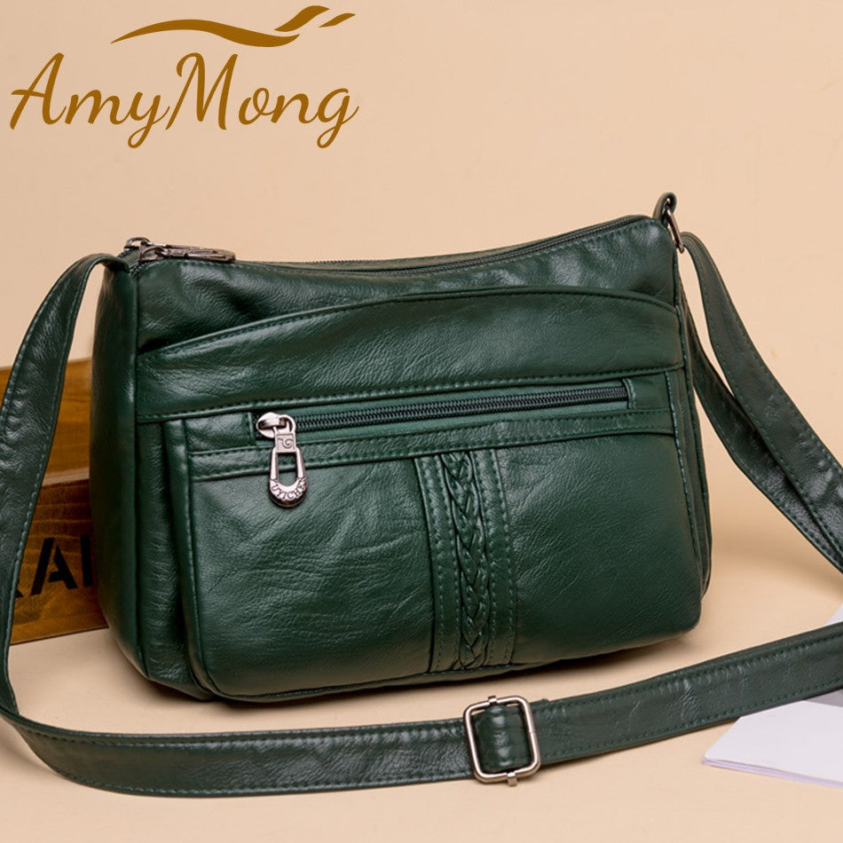 Bolso bandolera de Color liso que combina con todo, bolsos de hombro de alta capacidad para mujer, bolso de mano de piel sintética de alta calidad 2021