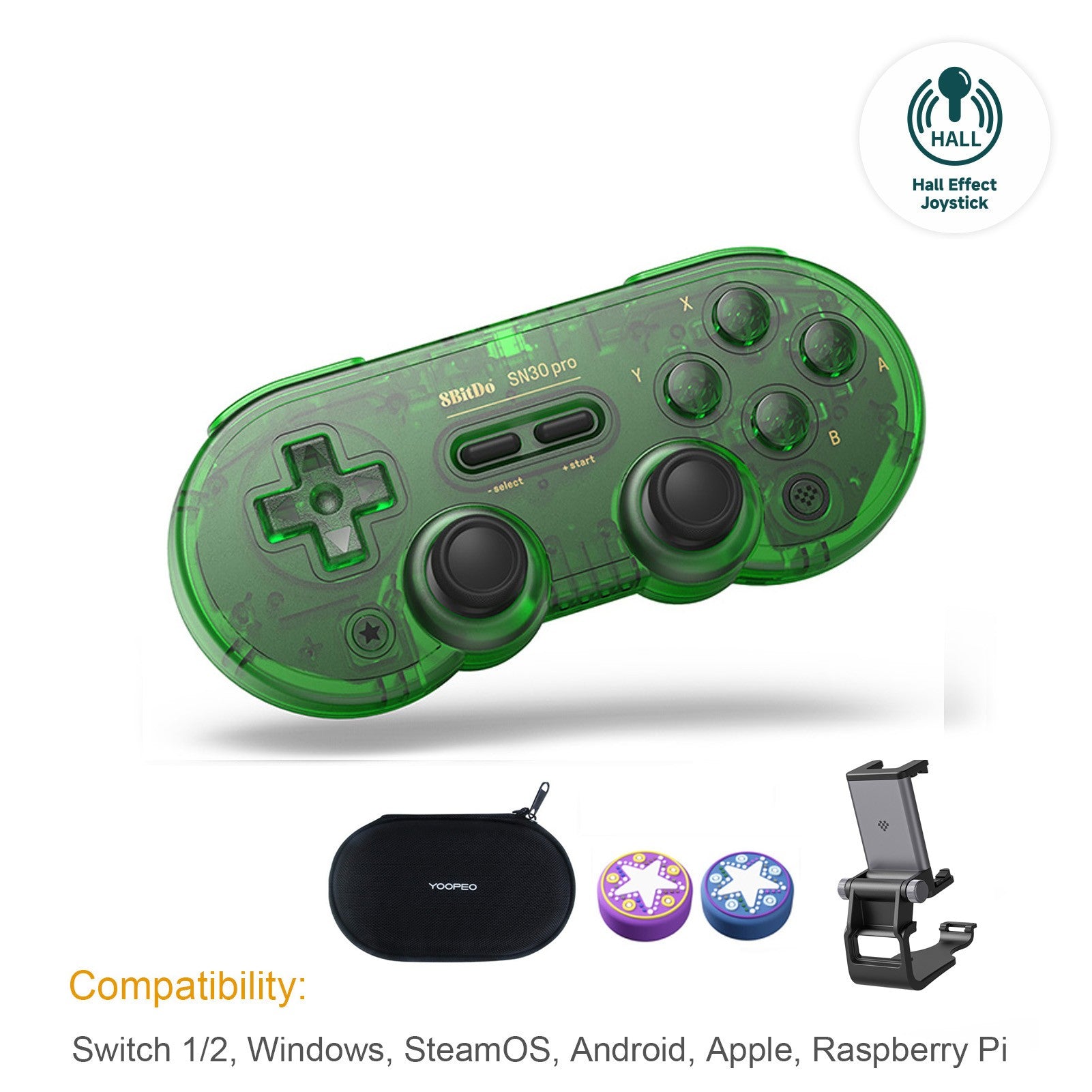 Control Inalámbrico para Juegos 8Bitdo SN30 Pro con Bluetooth y Efecto Hall para Switch 2, MacOS, Android, Raspberry Pi, Windows, Steam Deck
