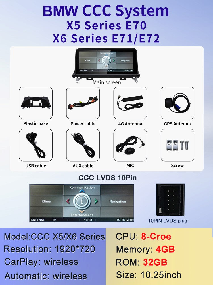 STWEI 2024 nuevo ID6 ID7 ID8 UI 10,25inc sistema Android inalámbrico Carplay AUTO para BMW X5 E70 X6 E71 reproductores de vídeo de coche GPS Navi