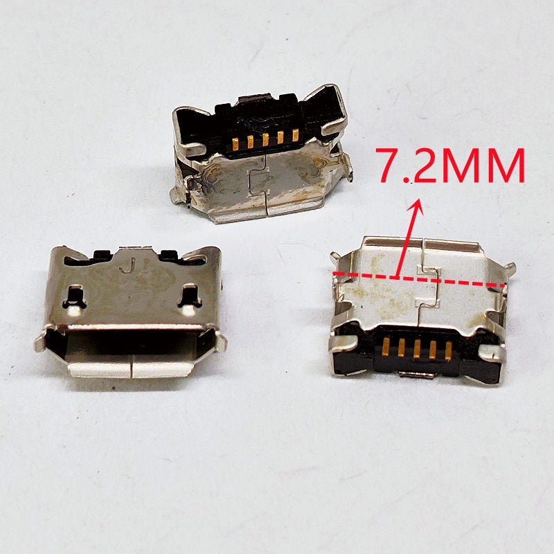 100 Uds Micro USB mini conector 5pin 5,9mm 6,4mm 7,2mm aguja corta 5P DIP2 puerto de datos puerto de carga para enchufe final móvil puerto V8