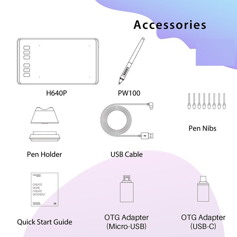 HUION-Tabletas gráficas ultraligeras H640P H950P, Tablet Digital con bolígrafo de dibujo, Stylus sin batería, para PC, teléfono Android mesa digitalizadora huion