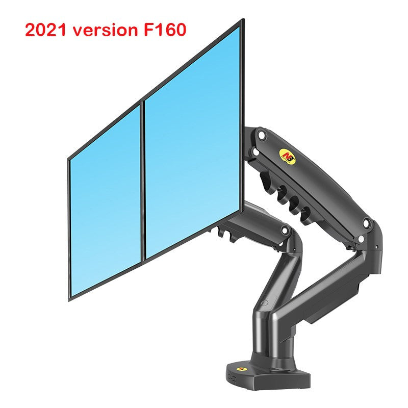 Nuevo Soporte de Escritorio NB F160 con Resorte de Gas para Monitores Duales de 17'-27' con 2 Puertos USB 3.0, Soporte para Monitores con Capacidad de Carga de 2-9 Kg por Brazo