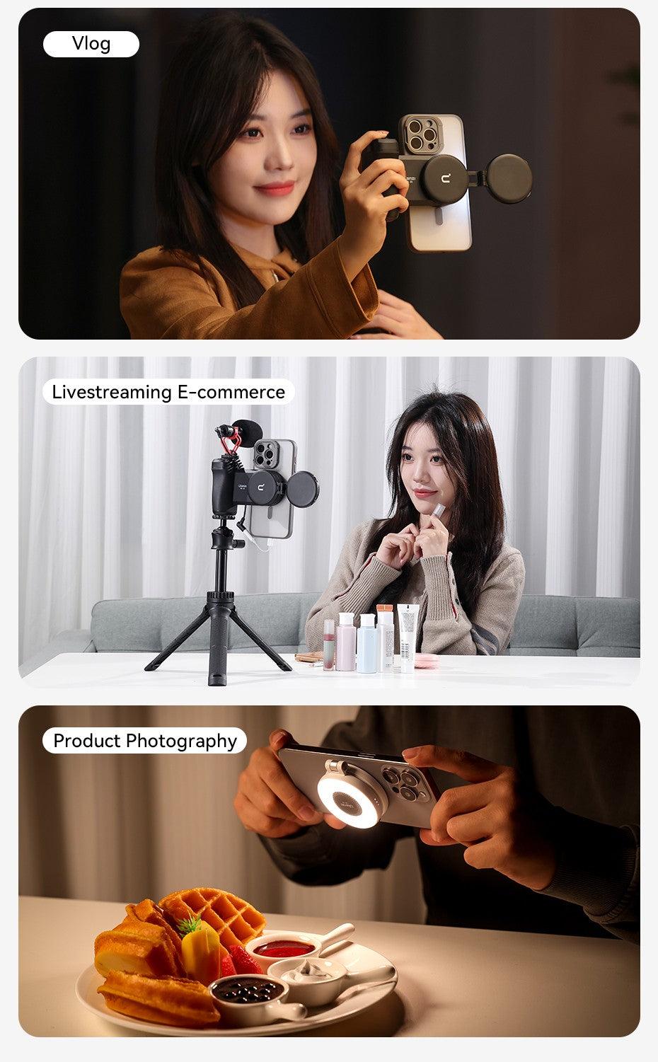 Ulanzi LM19 MagSafe Light CRI 95+ para fotografía Vlog Livestream Luz de relleno con tapa bicolor adecuada para teléfonos móviles magnéticos