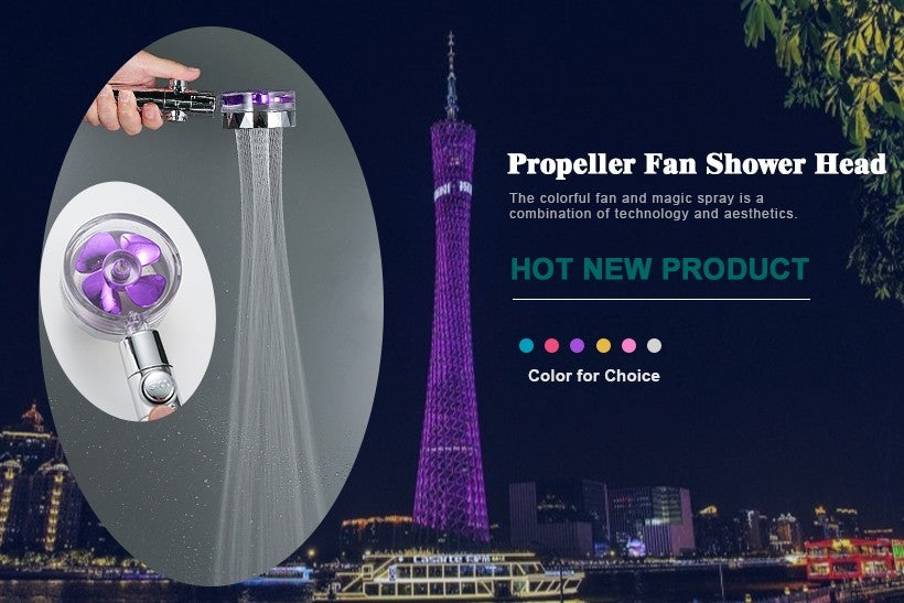 Nuevo cabezal de ducha con flujo de ahorro de agua, rotación de 360 grados con ventilador pequeño, boquilla de pulverización de alta presión ABS para lluvia, accesorios de baño