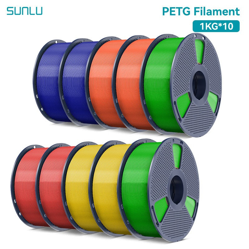 Filamentos SUNLU PLA PETG PLA Plus, 10 rollos de filamento 3D, 1 KG/rollo, 1,75mm, 100% líneas de filamento, ordenadamente para impresión 3D de la UE y EE. UU.