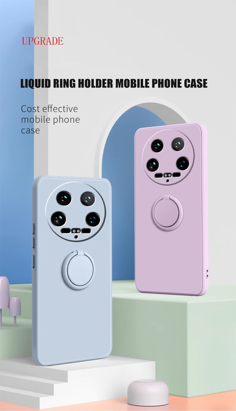 Funda para Xiaomi 14 Ultra Líquido silicona anillo soporte suave funda de teléfono para Xiaomi 14 Ultra a prueba de golpes Fundas traseras Xiaomi 14Ultra
