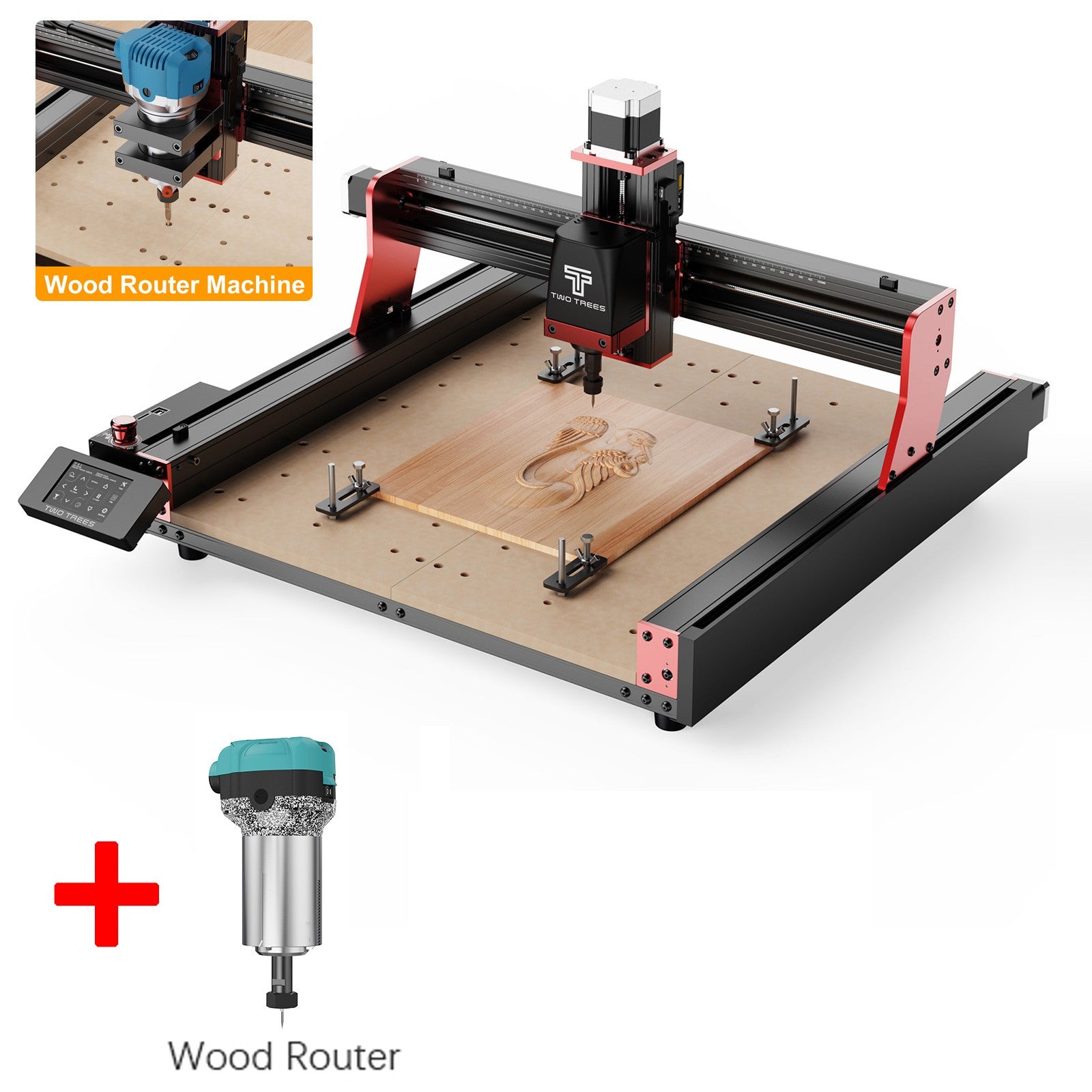 Twotrees-enrutador CNC de 3 ejes/4 ejes, fresadora y cortadora TTC450 PRO, grabador de joyería para madera, acrílico, PCB, PVC, MDF, Metal