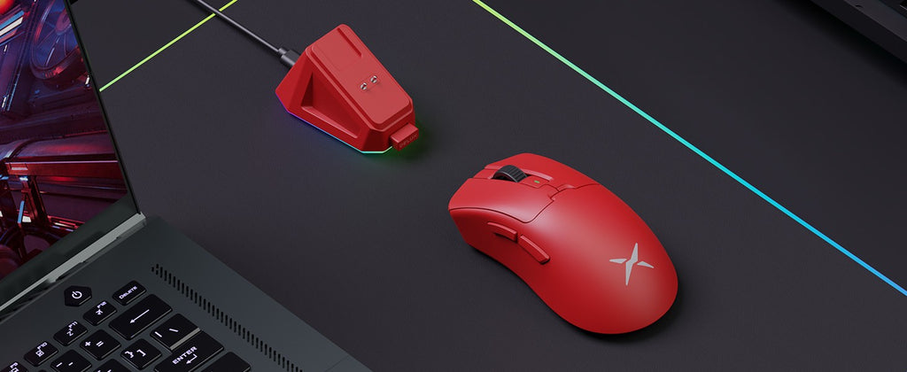 Ratón inalámbrico para juegos Delux M900 PRO, ergonómico, 8K, velocidad de orolling PAW3395 BK3633, base de carga RGB de 63g para PC y portátil de mano grande derecha