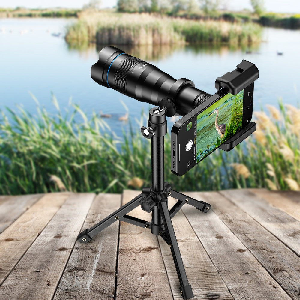 APEXEL-teleobjetivo de Metal 36X con trípode, telescopio Universal con Clip, para teléfonos inteligentes iPhone, Samsung, Camping y senderismo
