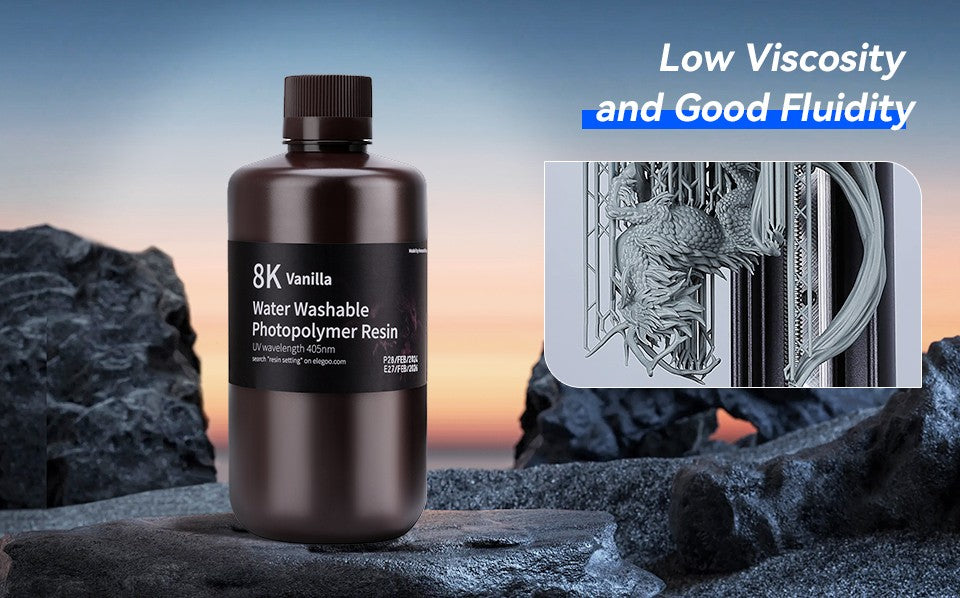 ELEGOO 8K Resina de impresora 3D 405nm Resina lavable con agua Resina de curación UV Ideal para impresora 3D SATURN 2 8K Gris espacial 1000g
