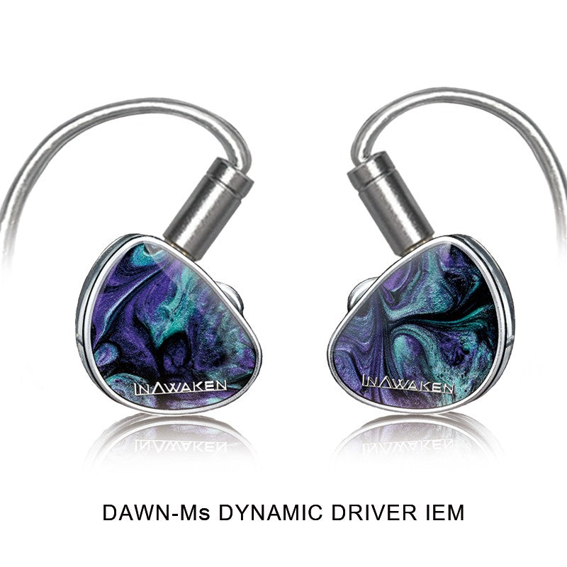 INAWAKEN DAWN Ms Auriculares IEM con controlador dinámico de diafragma morado-dorado con cable blindado OFC para músicos audiófilos