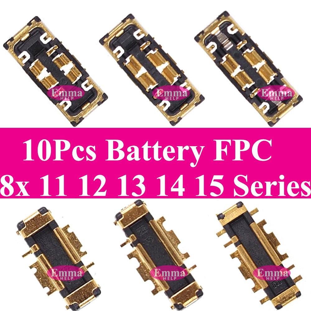 10 Uds batería FPC conector Flex Cable para iPhone 14 15 Plus 13 12 11 Pro Max 7 6S X XR 8 Plus Clip enchufe