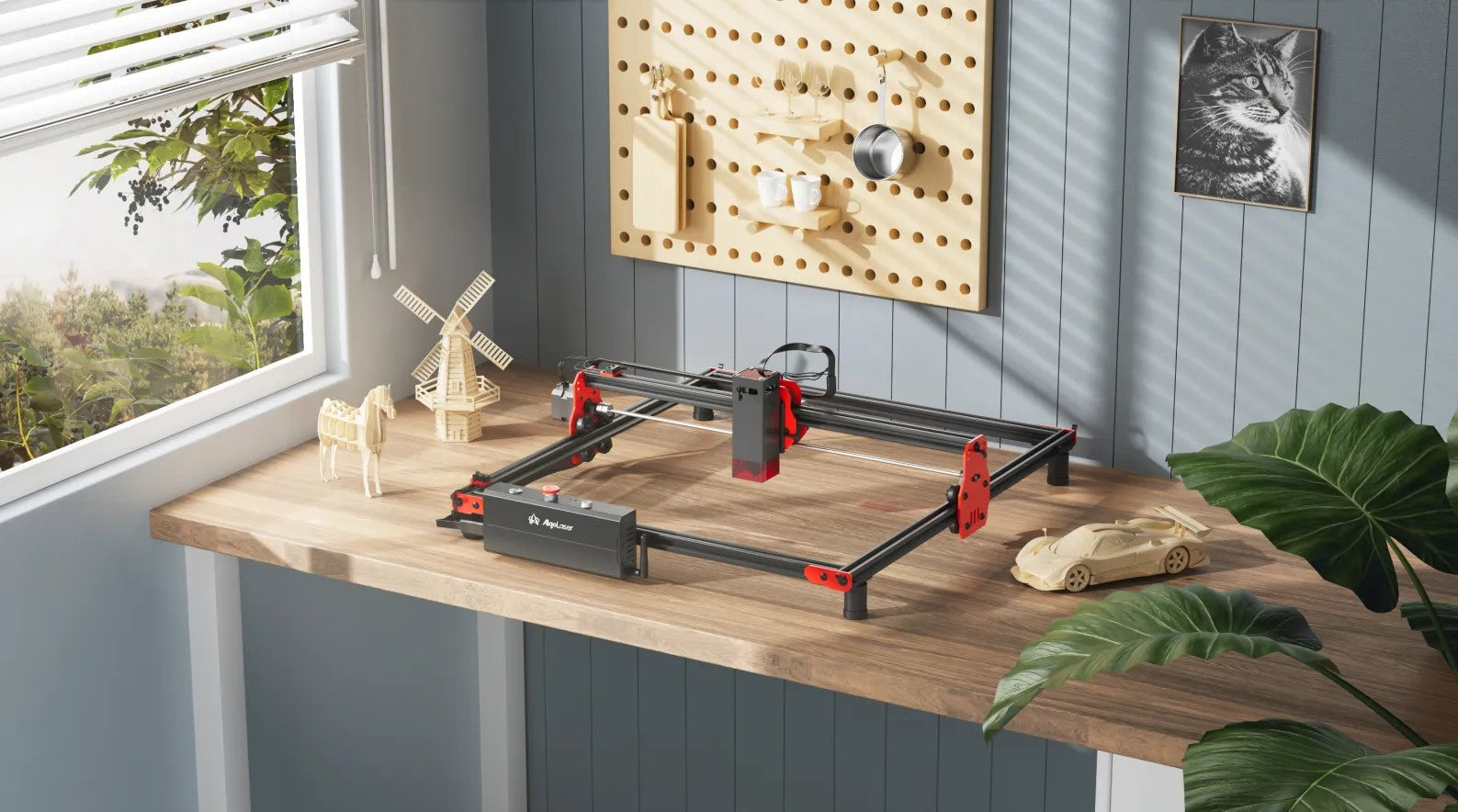 AlgoLaser KIT DIY 5.5W Máquina de Grabado Láser de Escritorio Inteligente de Nivel Básico con Control WiFi y Offline para Madera, Acrílico, Cuero y Manualidades DIY
