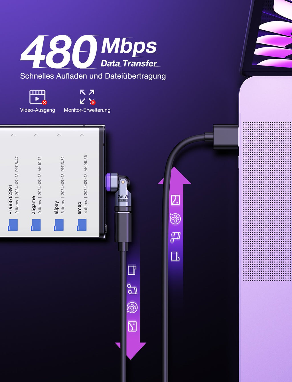 AUFU 16Pin USB C a tipo C adaptador magnético OTG PD 240W carga rápida datos USB C convertidor hembra para Macbook pro Samsung Xiaomi