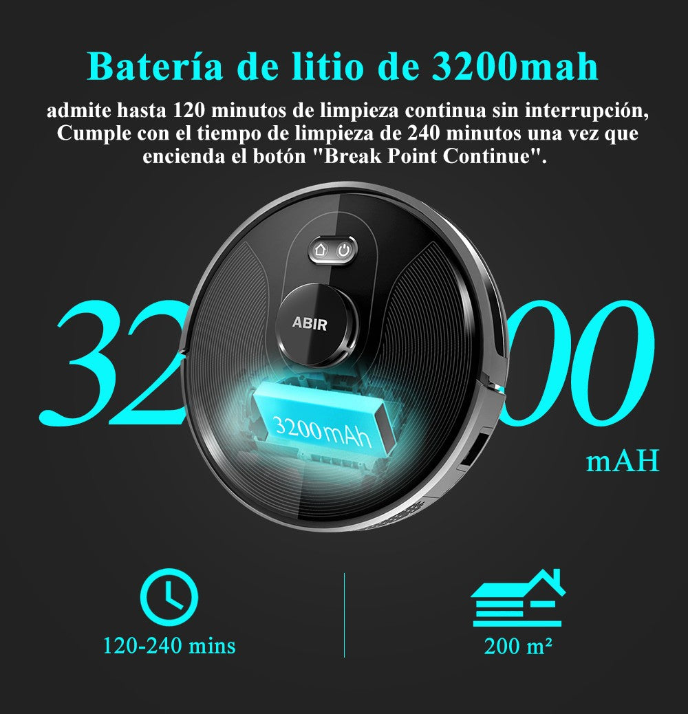 ABIR-Robot aspirador X8, sistema láser, mapas de múltiples pisos, limpieza de zona, ajuste de área limitada para lavado de alfombras en el hogar
