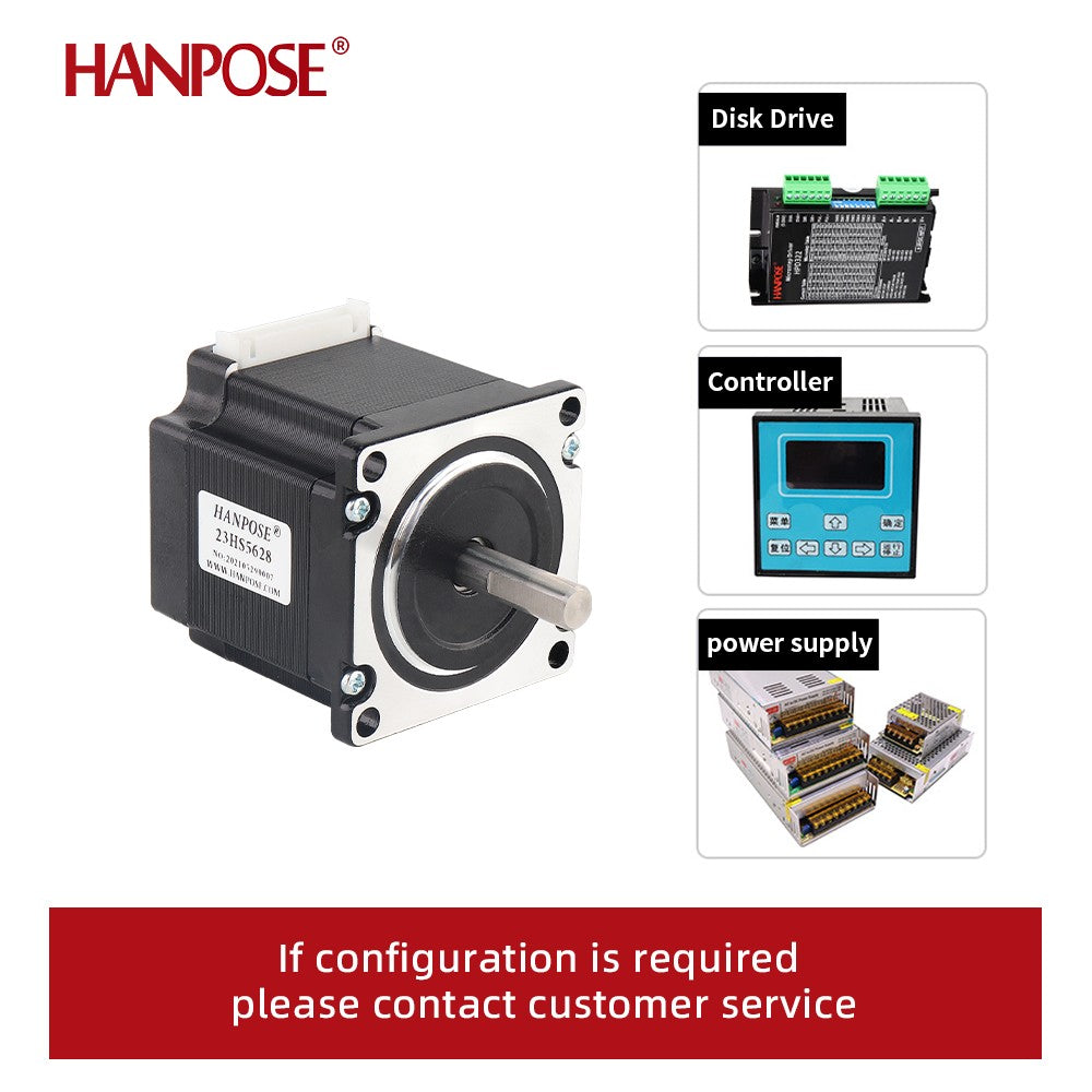 Motor paso a paso HANPOSE 23, modelo 23HS4128 23HS5128 23HS5628 23HS7628, diámetro del eje 8 mm, sistema de cuatro cables, motor serie 57.