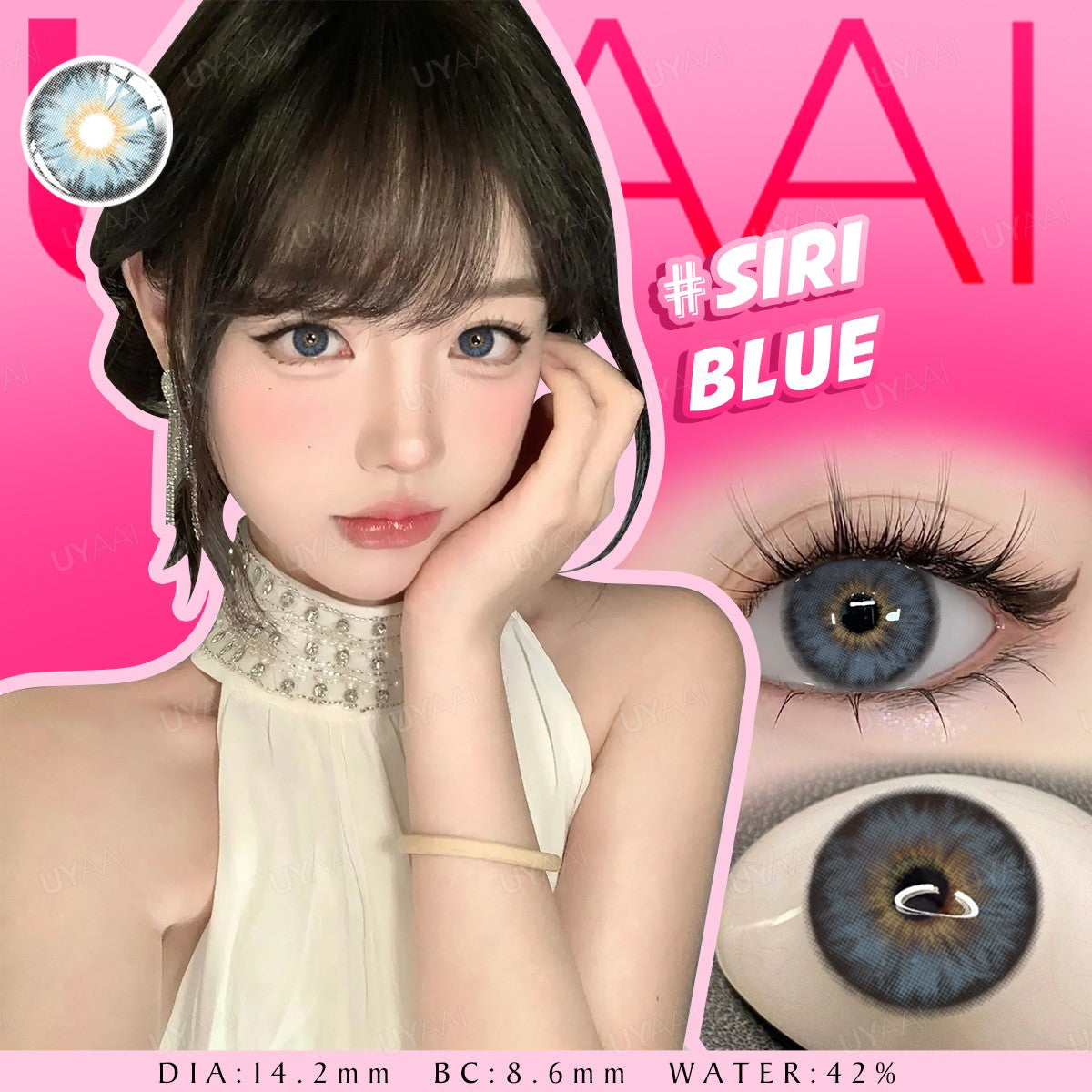 UYAAI 1 par de lentes de contacto serie Russian Girl Pro lentes de contacto verdes serie Bubble ojos grandes lentes suaves anuales ojos verdes
