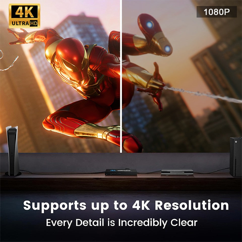 Conmutador HDMI 2.0 7 en 1, 4K 60Hz, Conmutador HDMI 5X1/4X1 HDR, Control Remoto para PS5, Xbox Series X, NS Switch, PC, HDTV 4K