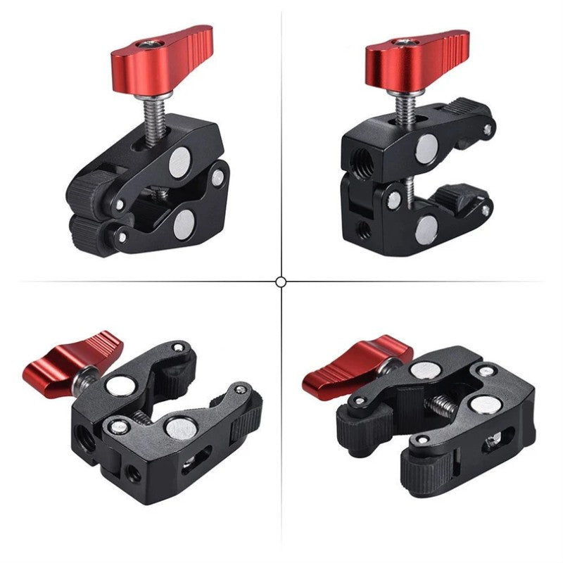 Monitor de montaje con abrazadera para cámara Super Clamp 360 °   Adaptador de cabeza de bola doble con brazo mágico Ballhead para cámara DSLR/Gopro/luces LED/teléfono
