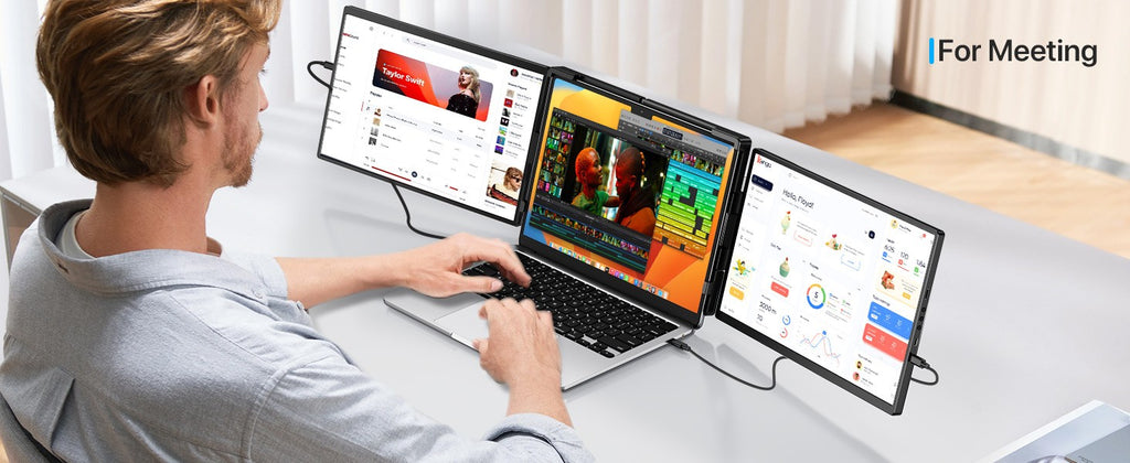 Extensor de pantalla para computadora portátil EVICIV 2K de 14" QHD 1440P, monitor triple portátil con rotación automática de 180° para Wins, Mac, Dex, Chrome, viajes, trabajo