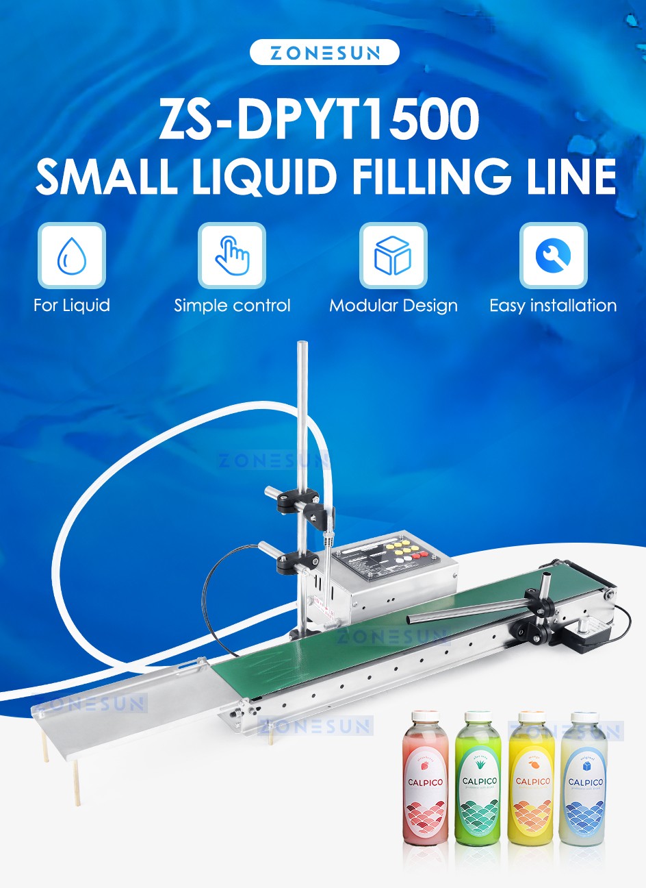 ZONESUN-máquina automática de llenado de líquidos de un solo cabezal con transportador, botella de aceite de Perfume, llenador de agua ZS-DPYT1500/ZS-DPYT3000