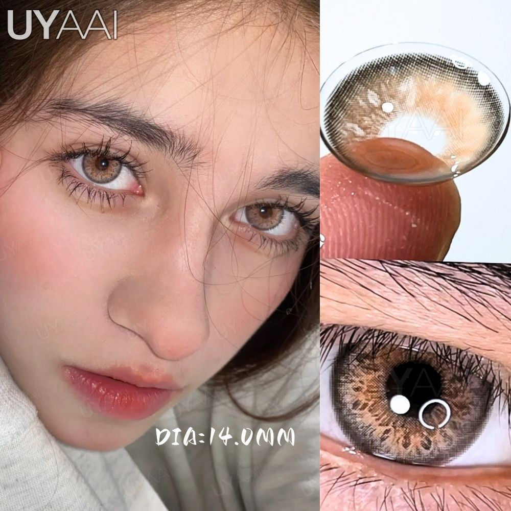 UYAAI 1 par de lentes de contacto serie Russian Girl Pro lentes de contacto verdes serie Bubble ojos grandes lentes suaves anuales ojos verdes