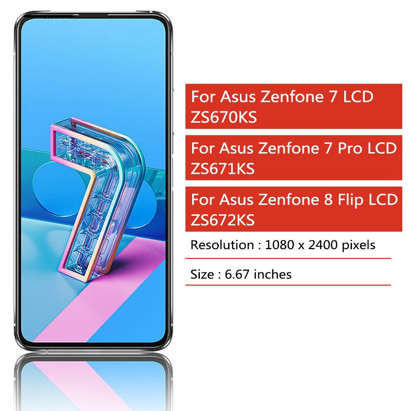 Pantalla AMOLED para Asus Zenfone 7 ZS670KS / Zenfone 7 Pro ZS671KS, ensamblaje de digitalizador de pantalla táctil para Zenfone 8 Flip ZS672KS LCD