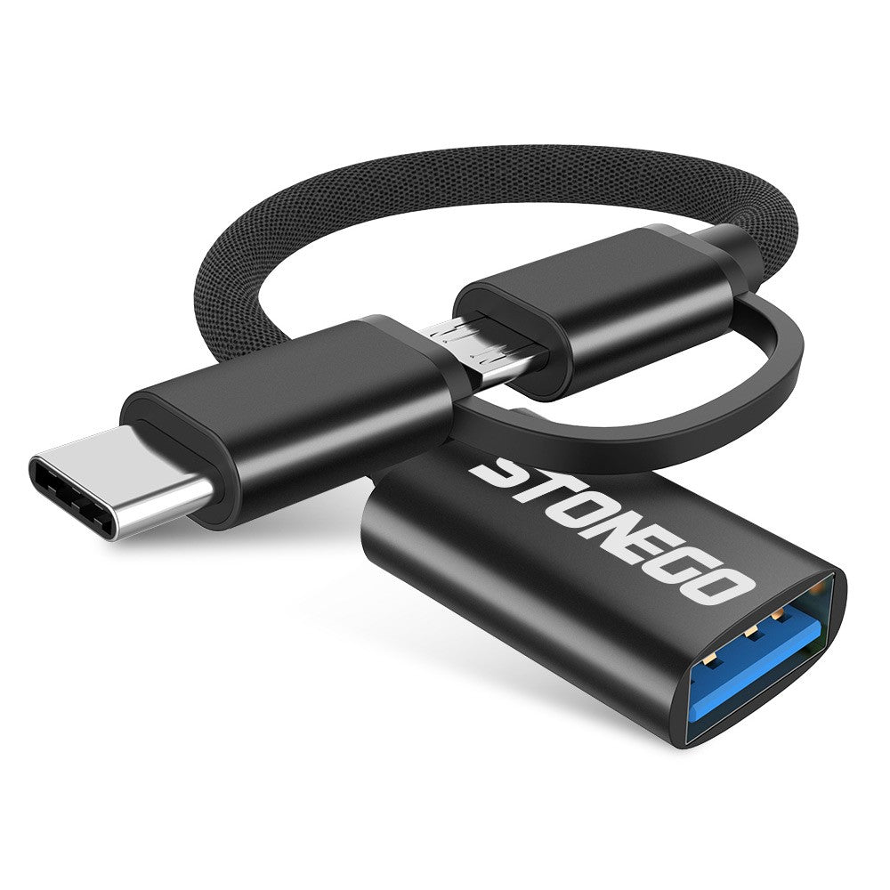 STONEGO 2 en 1 USB 3.0 OTG Cable adaptador USB tipo C Micro USB a USB 3.0 adaptador convertidor Cable línea de datos