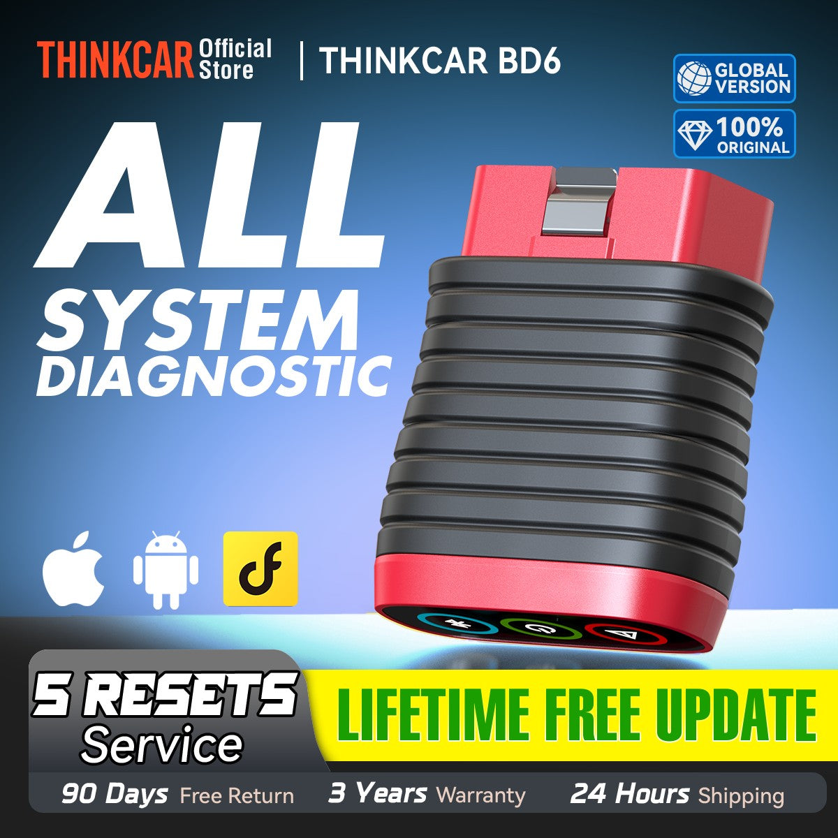 THINKCAR BD6 escáner Bluetooth herramienta de diagnóstico de coche escáner OBD2 sistema completo de diagnóstico 5 restablecer aceite IMMO lector de código de diagnóstico automático