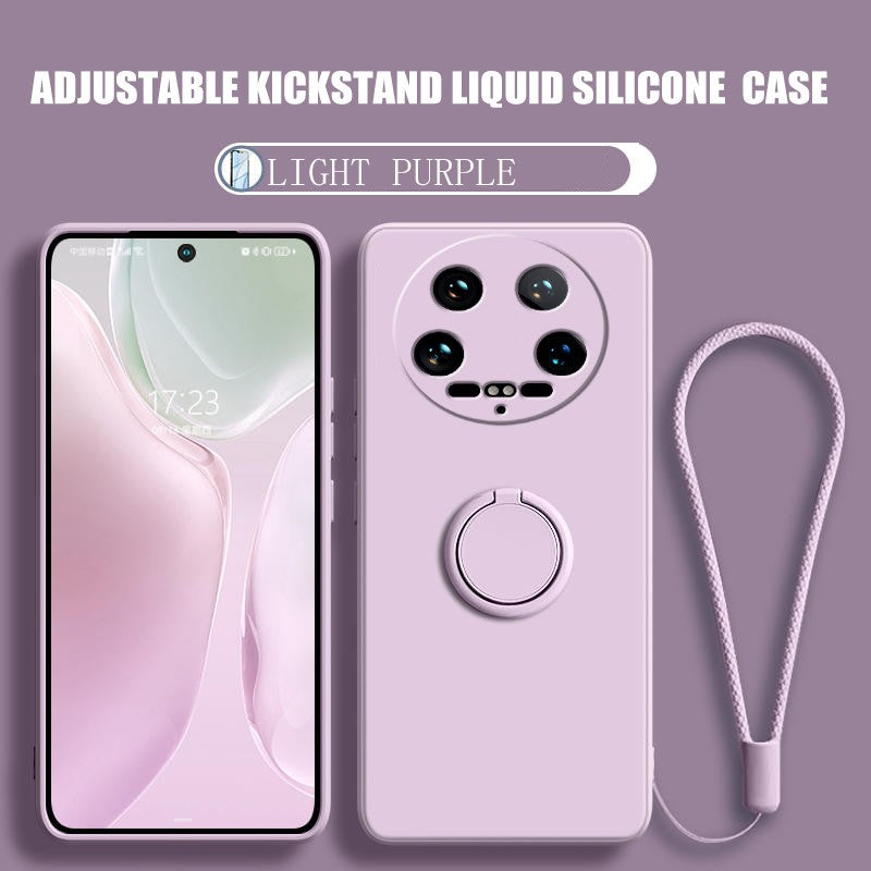Funda para Xiaomi 14 Ultra Líquido silicona anillo soporte suave funda de teléfono para Xiaomi 14 Ultra a prueba de golpes Fundas traseras Xiaomi 14Ultra
