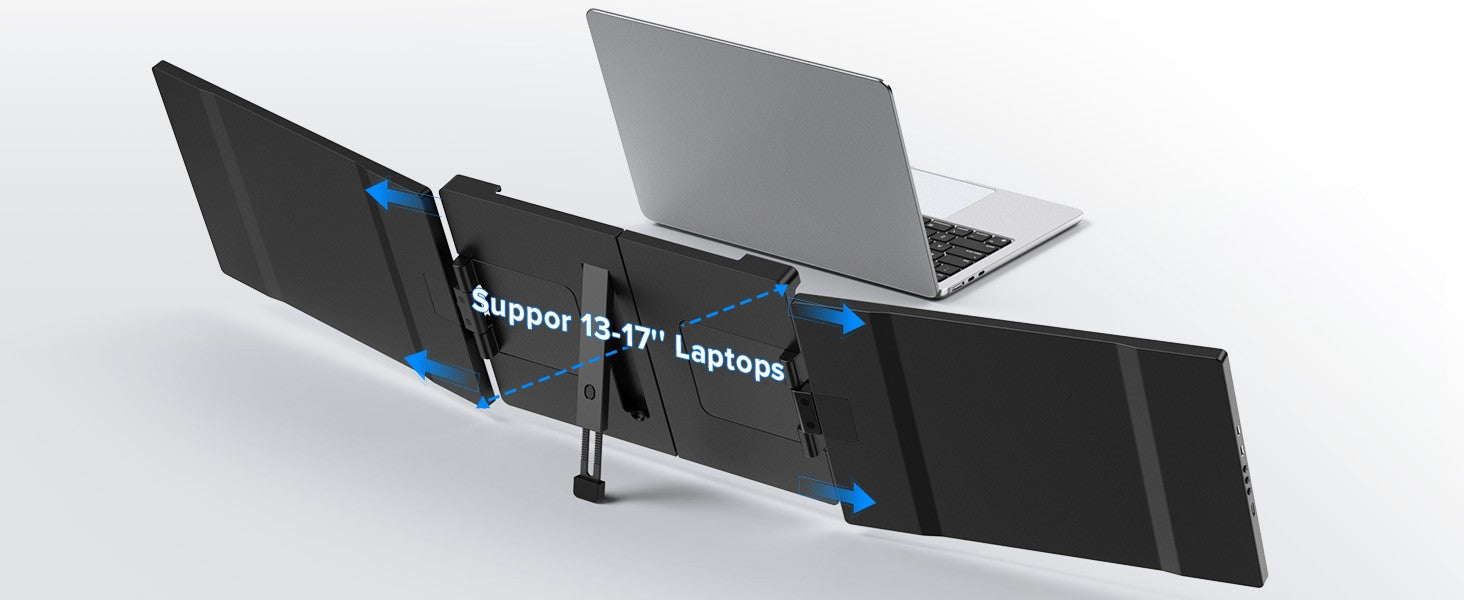 Extensor de pantalla triple EVICIV Swivel 2K de 14" para computadora portátil, bisagra giratoria única de 360° con rotación automática de 180°, monitor portátil QHD de 2240*1400 para computadora portátil de 13" a 17"