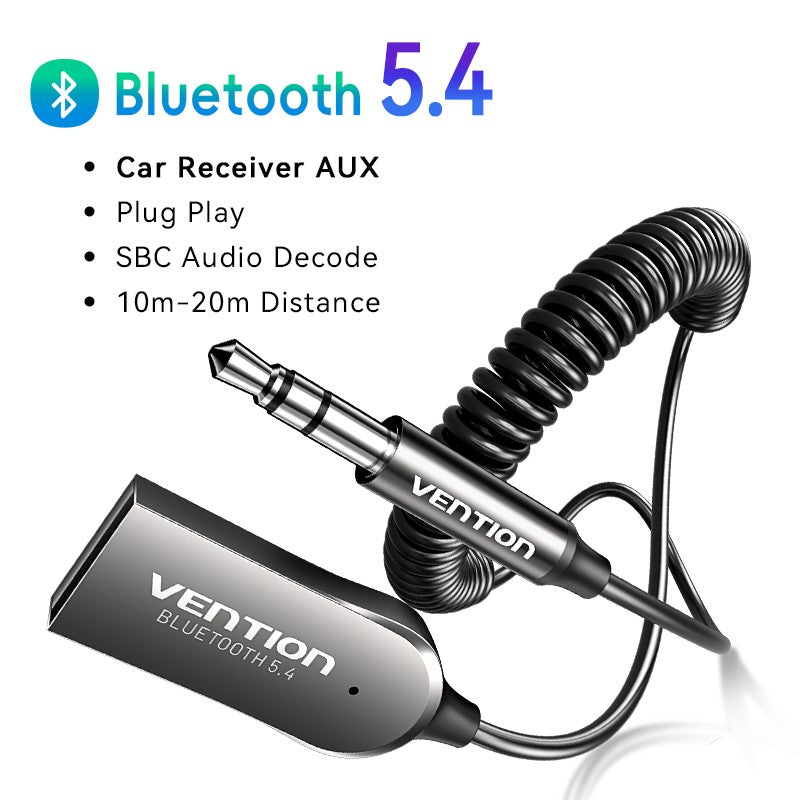 Vention-receptor de Audio Bluetooth para coche, adaptador USB inalámbrico para coche, USB a conector de 3,5mm, micrófono, manos libres, Bluetooth 5,4, accesorios para coche