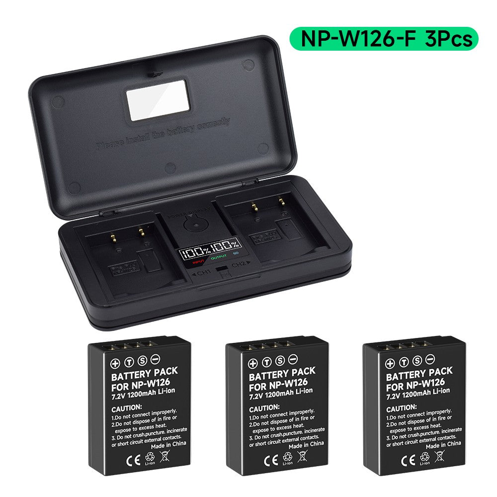 Batería NP-W126 NP W126 NP-W126S W126S + cargador Dual LCD para Fuji X-Pro1 XPro1 X-T1 XT1 HS30EXR HS33EXR HS50EXR X PRO1 X-A4 X-T2