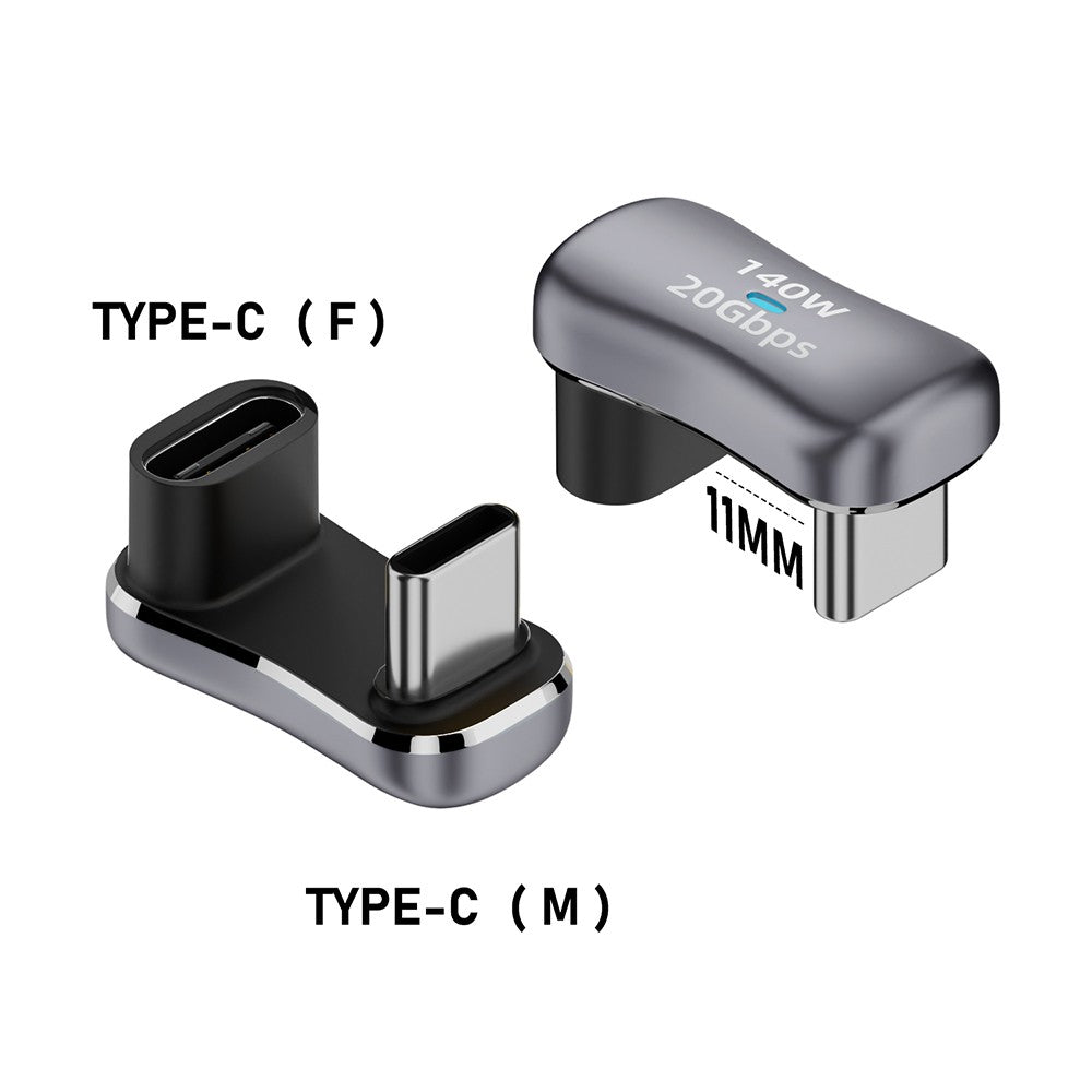 Adaptador de datos ThunderBolt 3 en forma de U de 180 grados, convertidor de carga rápida para cubierta de vapor, 4K, 140W, 5A, USB C a tipo C