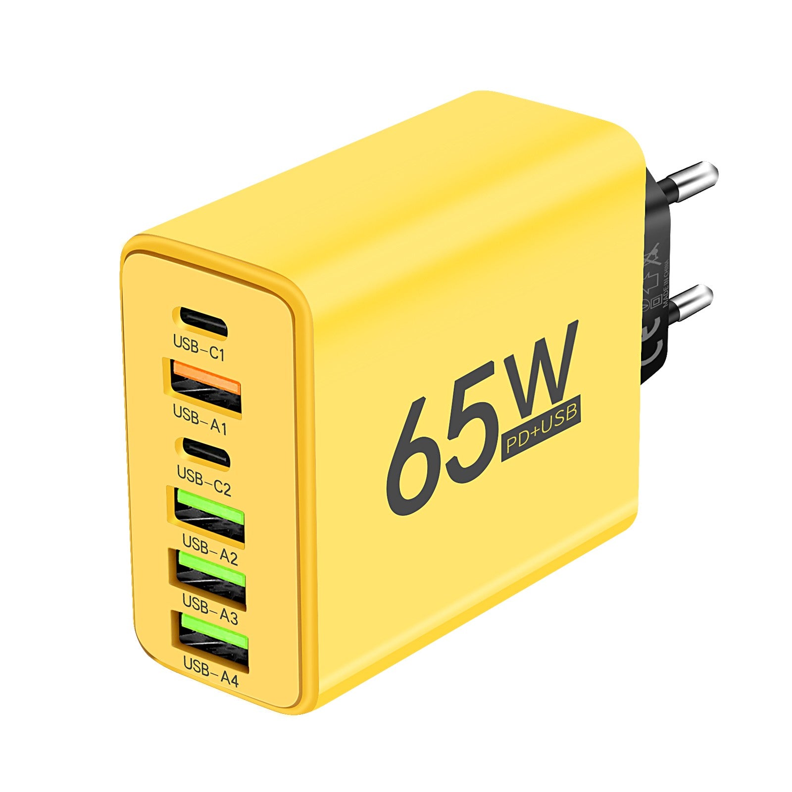 Cargador USB de 65W, adaptador de carga rápida PD tipo C de 6 puertos para iPhone 13, 14, 15, Samsung, Xiaomi, Huawei, cargador rápido de pared para teléfono móvil
