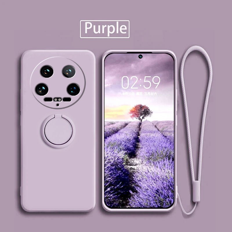 Funda para Xiaomi 14 Ultra Líquido silicona anillo soporte suave funda de teléfono para Xiaomi 14 Ultra a prueba de golpes Fundas traseras Xiaomi 14Ultra