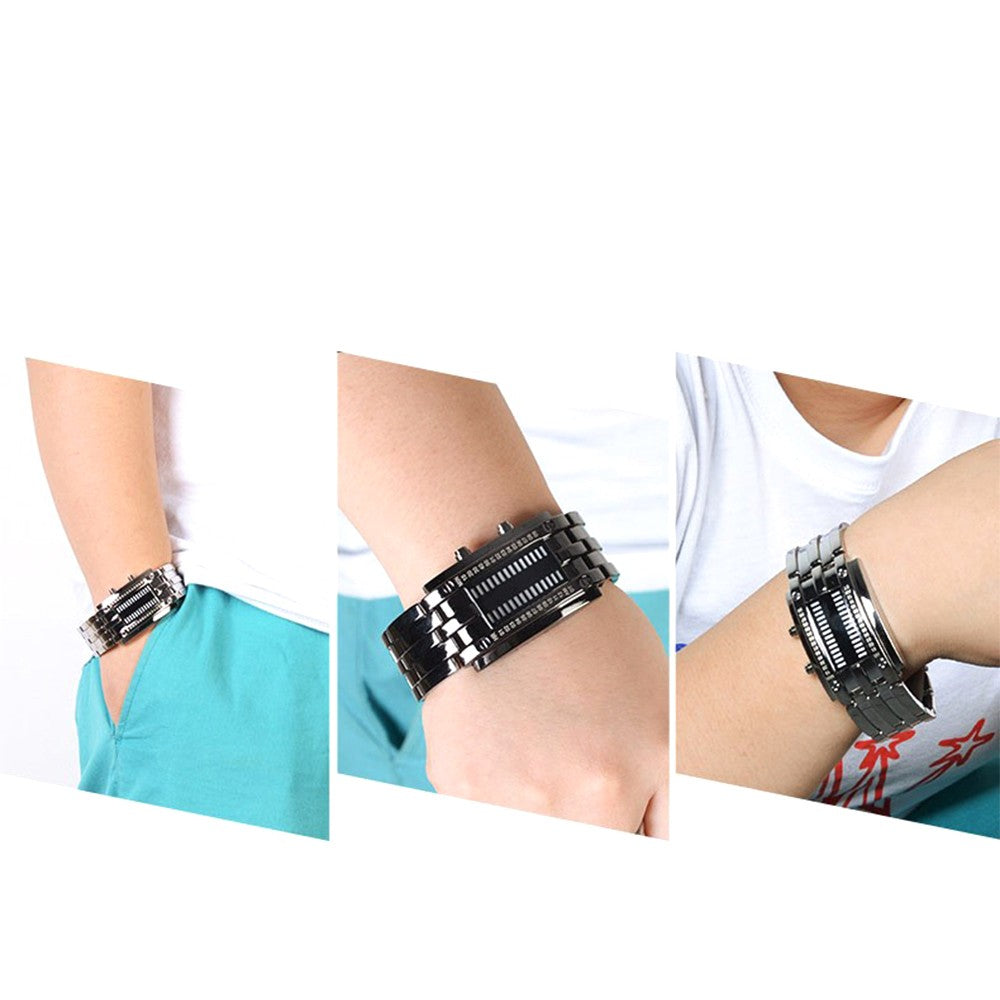 Reloj deportivo de moda, marca de lujo popular, reloj binario creativo para hombres y mujeres, reloj led de acero inoxidable para parejas
