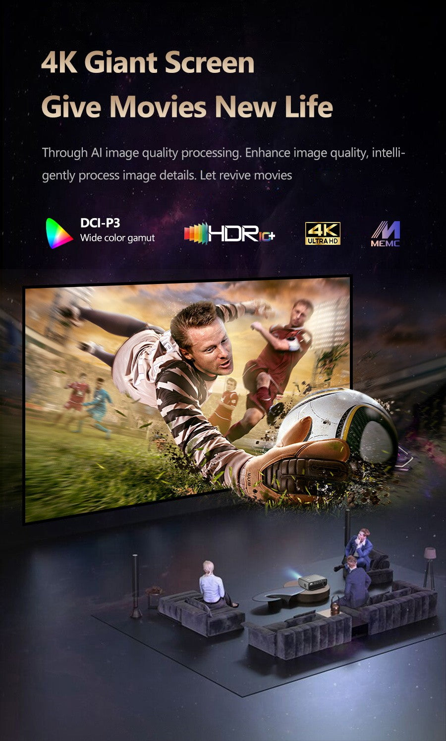 Proyector de Cine en Casa 4K WiFi Android 5G Full HD 1080P, Proyector de Video para Uso Diurno, 3800 ANSI