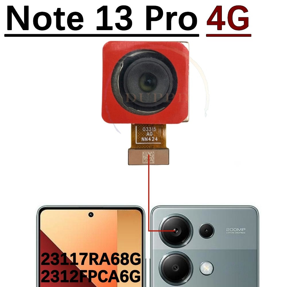 Cámara principal trasera para Xiaomi Redmi Note 13 Pro Note13Pro 4G 5G, piezas de Cable flexible de módulo de cámara frontal pequeña