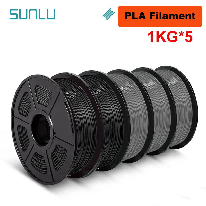 SUNLU Filamento PLA/PETG/PLA PLUS/Transparente de 5 kg, 1.75 mm, 5 Rollos de 1 kg, Filamento 3D para Impresora y Bolígrafo 3D, Enrollado Cuidadosamente
