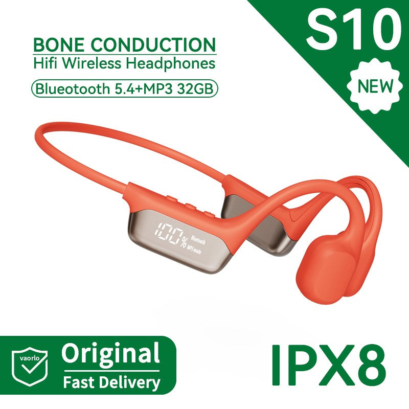 Auriculares Inalámbricos con Conducción Ósea S10/X10, Resistentes al Agua IPX8, Reproductor MP3 Bluetooth de 32 GB, Música HIFI con Bajos, Auriculares Deportivos