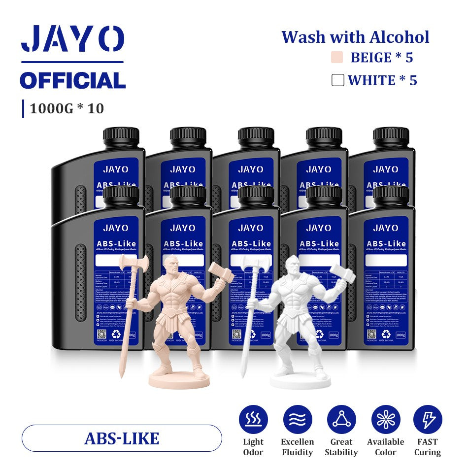 JAYO ABS como resina 3D, 10 botellas ABS como fotopolímero de curado UV de 405nm, resina 3D rápida para impresora 3D LCD/DLP/SLA de 2/4/6/8K