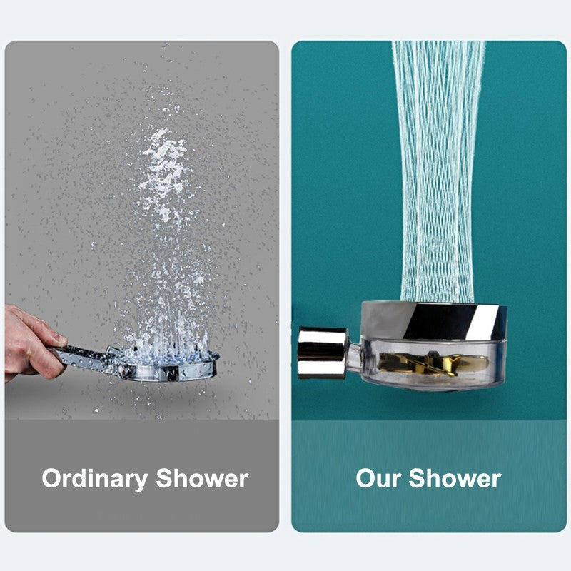 Nuevo cabezal de ducha con flujo de ahorro de agua, rotación de 360 grados con ventilador pequeño, boquilla de pulverización de alta presión ABS para lluvia, accesorios de baño