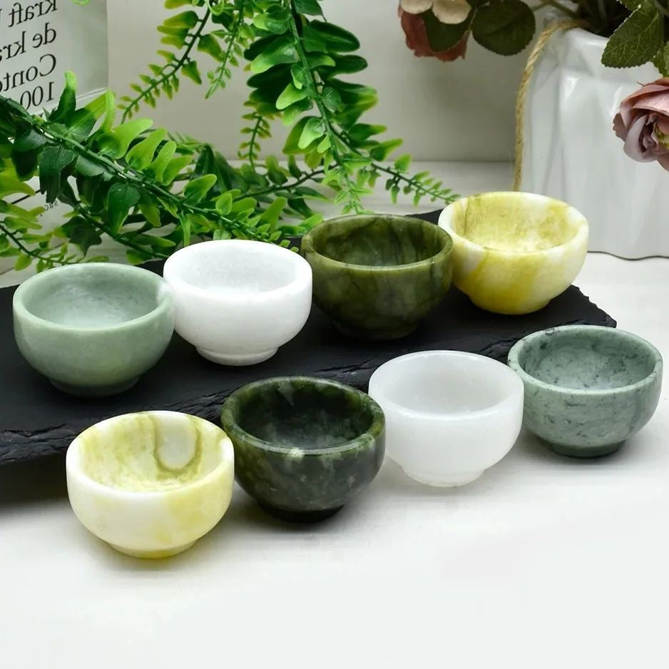 Cuenco de Jade de cristal Natural, taza de cristal, cuenco de Jade de coliflor, taza de cristal de cuarzo Natural, de desmagnetización cuenco, piedra curativa de Reiki, 1PC