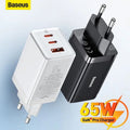 Cargador Rápido GaN 65W USB-C Doble Puerto