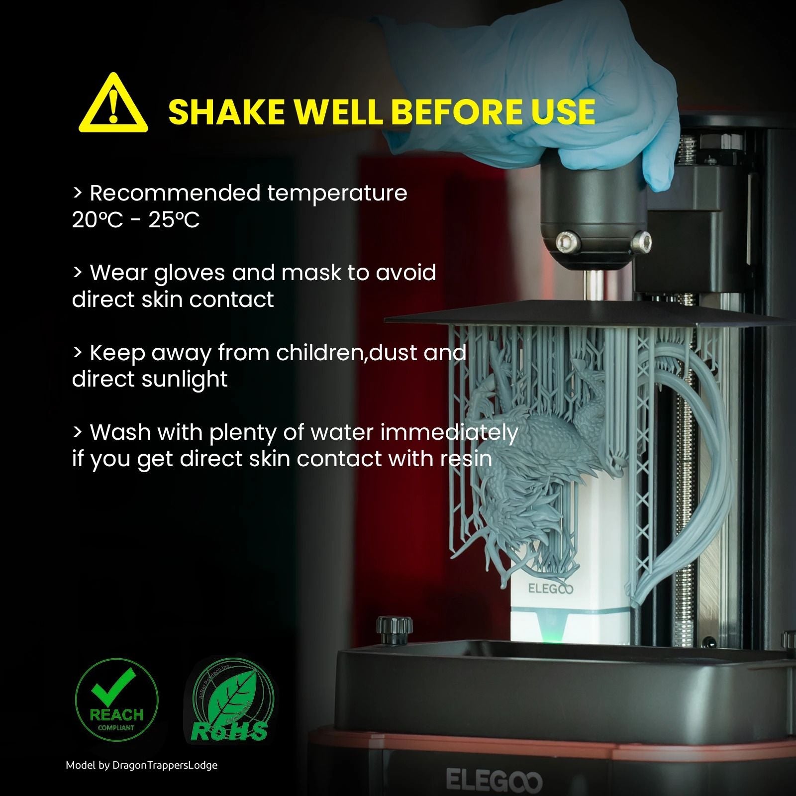 Resina para Impresora 3D Tipo ABS de ELEGOO, Resina de Fotopolimerización Estándar Tipo ABS de 405nm para Impresión 3D LCD, 1000g