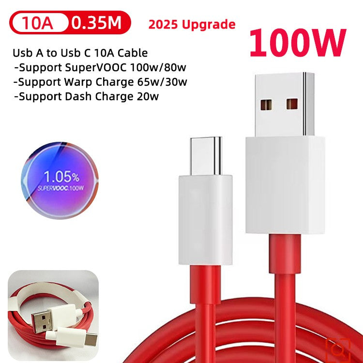 Cable Original OnePlus Warp Supervooc USB Tipo C 100w 80w 65w, Cable de Carga Rápida para OnePlus 13 11 10 Pro 9 8t Nord 5 3 Lite 2t CE