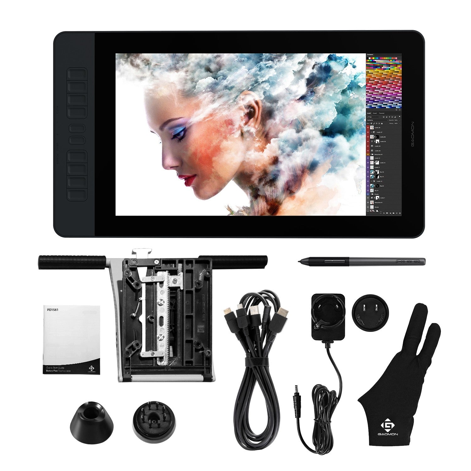 GAOMON PD1561 Monitor de tableta gráfica IPS HD, pantalla antideslumbrante de 15,6 pulgadas, gama 72% NTSC, ideal para principiantes