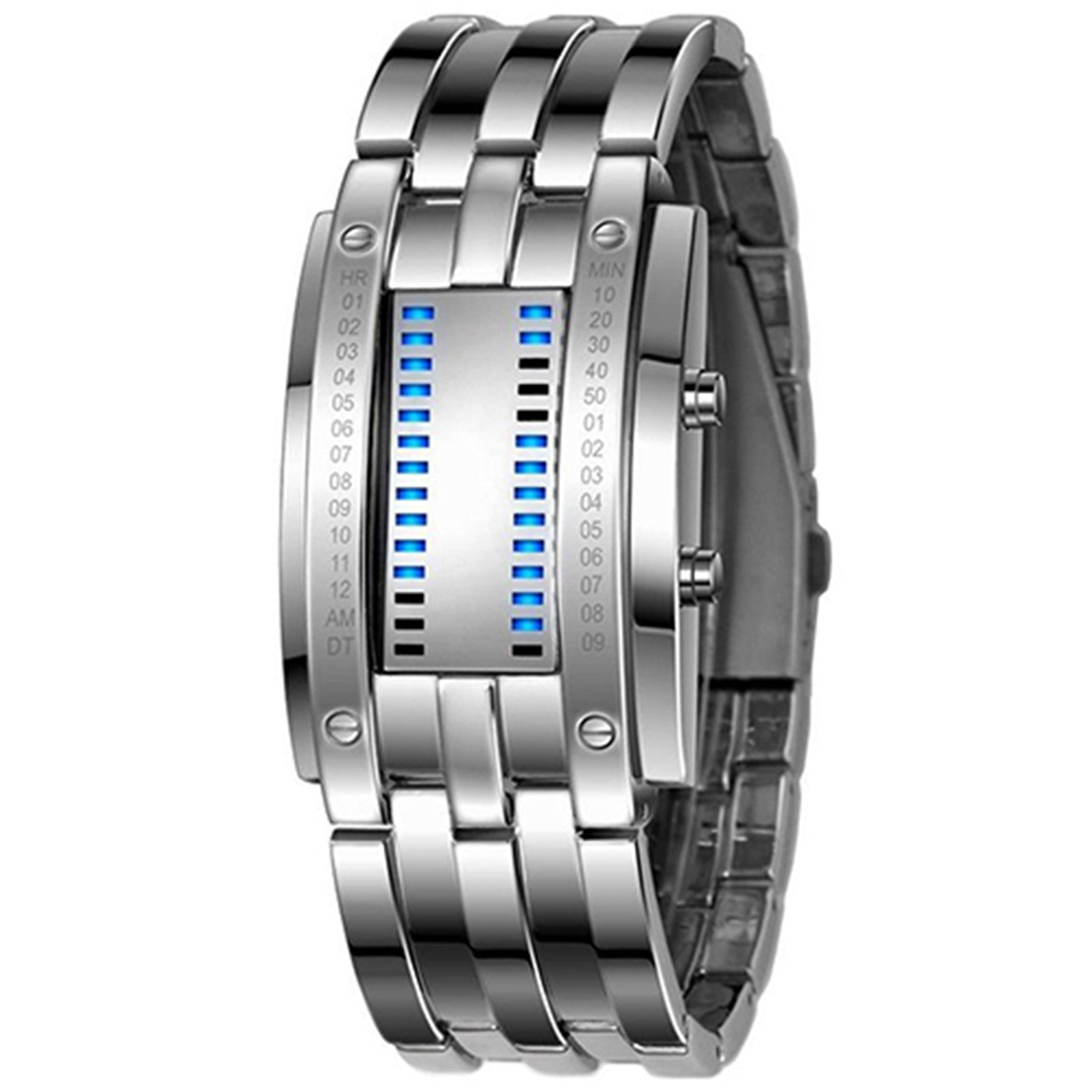 Reloj deportivo de moda, marca de lujo popular, reloj binario creativo para hombres y mujeres, reloj led de acero inoxidable para parejas