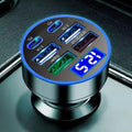 Cargador de teléfono para coche con carga rápida QC3.0, 6 puertos con Monitor de voltaje LED, adaptador automotriz multi-USB, cargador de coche PD Dual